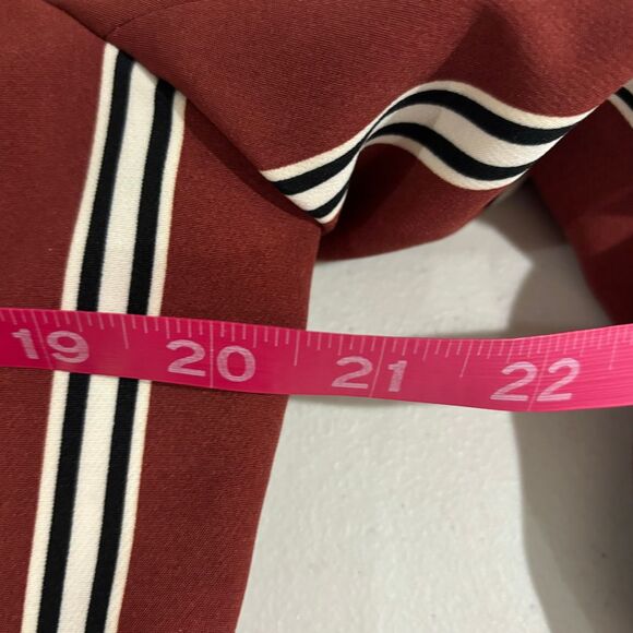 New York & Company 7th Avenue Red Brown White Striped Blazer Women L Large - Picture 6 of 7